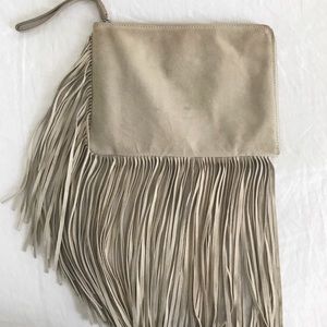 Zara suede fringe clutch